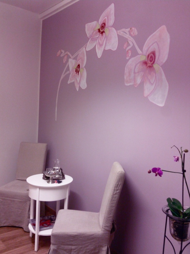 purple orchids, a beauty salon